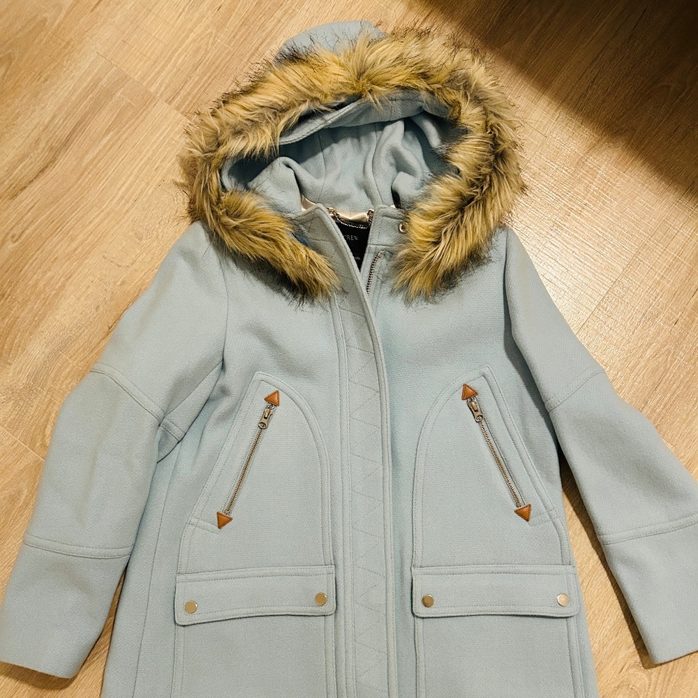 J crew stadium cloth pastel blue wool coat sz12p
